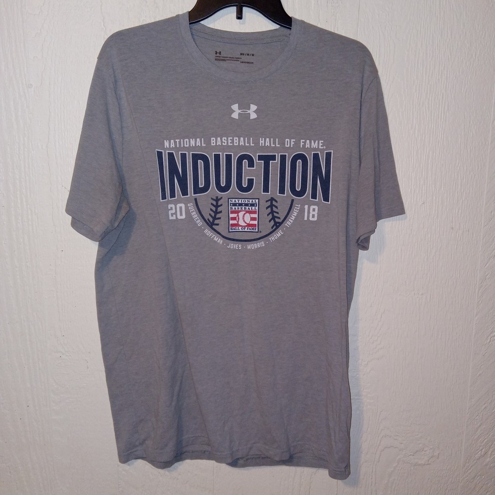 Under Armour Shirt Mens Medium Gray Baseball Hall of Fame Induction 2018 Tee